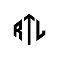 rtl-letterlogo-ontwerp met veelhoekvorm. rtl veelhoek en kubusvorm logo-ontwerp. rtl zeshoek vector logo sjabloon witte en zwarte kleuren. rtl-monogram, bedrijfs- en onroerendgoedlogo.