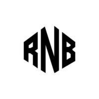 rnb letter logo-ontwerp met veelhoekvorm. rnb veelhoek en kubusvorm logo-ontwerp. rnb zeshoek vector logo sjabloon witte en zwarte kleuren. rnb-monogram, bedrijfs- en onroerendgoedlogo.