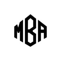 mba letter logo-ontwerp met veelhoekvorm. mba veelhoek en kubusvorm logo-ontwerp. mba zeshoek vector logo sjabloon witte en zwarte kleuren. mba-monogram, bedrijfs- en onroerendgoedlogo.