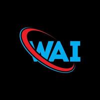 wai-logo. wai brief. wai brief logo ontwerp. initialen wai-logo gekoppeld aan cirkel en monogram-logo in hoofdletters. wai typografie voor technologie, zaken en onroerend goed merk. vector