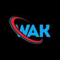 wak-logo. wak brief. wak brief logo ontwerp. initialen wak-logo gekoppeld aan cirkel en monogram-logo in hoofdletters. wak typografie voor technologie, zaken en onroerend goed merk. vector