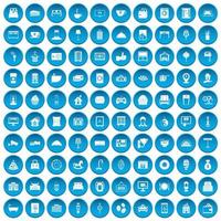 100 hotelpictogrammen ingesteld blauw vector