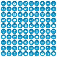 100 e-mailpictogrammen blauw ingesteld vector