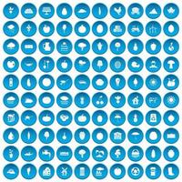 100 productiviteitspictogrammen blauw ingesteld vector