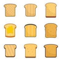 toast pictogrammen instellen platte vector geïsoleerd