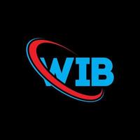 Wib-logo. wi brief. Wib brief logo ontwerp. initialen wib-logo gekoppeld aan cirkel en monogram-logo in hoofdletters. wib typografie voor technologie, zaken en onroerend goed merk. vector
