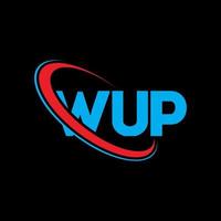 wup-logo. oeps brief. wup brief logo ontwerp. initialen wup logo gekoppeld aan cirkel en hoofdletter monogram logo. wup typografie voor technologie, zaken en onroerend goed merk. vector