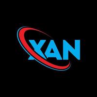 xan-logo. xan brief. xan brief logo ontwerp. initialen xan logo gekoppeld aan cirkel en hoofdletter monogram logo. xan typografie voor technologie, zaken en onroerend goed merk. vector