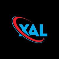 xal-logo. xal brief. xal brief logo ontwerp. initialen xal logo gekoppeld aan cirkel en hoofdletter monogram logo. xal typografie voor technologie, zaken en onroerend goed merk. vector