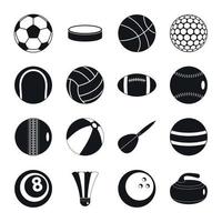 sport ballen iconen set, vlakke stijl vector