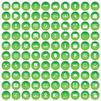 100 cyberbeveiligingspictogrammen instellen groene cirkel vector