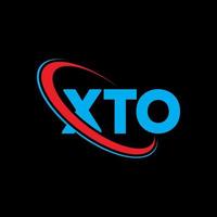 xto-logo. xto brief. xto brief logo ontwerp. initialen xto-logo gekoppeld aan cirkel en monogram-logo in hoofdletters. xto typografie voor technologie, zaken en onroerend goed merk. vector