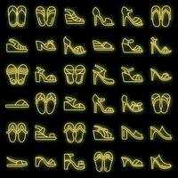 sandalen pictogrammen instellen vector neon