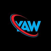 yaw-logo. jaa brief. yaw brief logo ontwerp. initialen yaw-logo gekoppeld aan cirkel en monogram-logo in hoofdletters. yaw typografie voor technologie, zaken en onroerend goed merk. vector