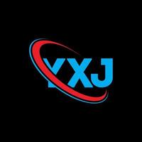 yxj-logo. yxj brief. yxj brief logo ontwerp. initialen yxj-logo gekoppeld aan cirkel en monogram-logo in hoofdletters. yxj typografie voor technologie, zaken en onroerend goed merk. vector