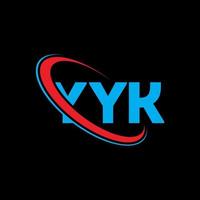 yyk-logo. yyk brief. yyk brief logo ontwerp. initialen yyk-logo gekoppeld aan cirkel en monogram-logo in hoofdletters. yyk typografie voor technologie, zaken en onroerend goed merk. vector