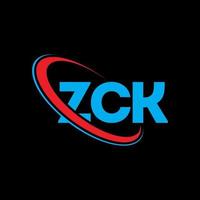 zck-logo. zk brief. zck brief logo ontwerp. initialen zck logo gekoppeld aan cirkel en hoofdletter monogram logo. zck typografie voor technologie, zaken en onroerend goed merk. vector