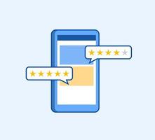 rating ster op mobiele app review marktplaats of game platte vectorillustratie vector