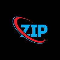 zip-logo. zip-brief. zip brief logo ontwerp. initialen zip-logo gekoppeld aan cirkel en monogram logo in hoofdletters. zip typografie voor technologie, business en onroerend goed merk. vector