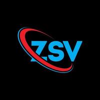 zsv-logo. zsv brief. zsv brief logo ontwerp. initialen zsv logo gekoppeld aan cirkel en hoofdletter monogram logo. zsv typografie voor technologie, zaken en onroerend goed merk. vector