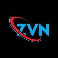 zvn-logo. zvn brief. zvn brief logo ontwerp. initialen zvn logo gekoppeld aan cirkel en monogram logo in hoofdletters. zvn typografie voor technologie, zaken en onroerend goed merk. vector