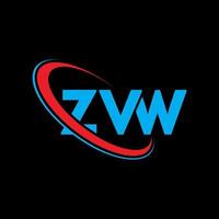 zvw-logo. zvw brief. zvw brief logo ontwerp. initialen zvw logo gekoppeld aan cirkel en monogram logo in hoofdletters. zvw typografie voor technologie, business en onroerend goed merk. vector