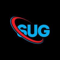 sug-logo. suffe brief. sug brief logo ontwerp. initialen sug logo gekoppeld aan cirkel en hoofdletter monogram logo. sug typografie voor technologie, business en onroerend goed merk. vector