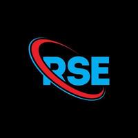 rse-logo. rs brief. rse brief logo ontwerp. initialen rse-logo gekoppeld aan cirkel en monogram-logo in hoofdletters. rse typografie voor technologie, zaken en onroerend goed merk. vector