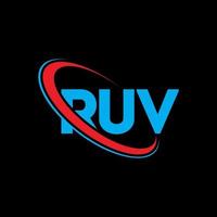 ruv-logo. ruv brief. ruv brief logo ontwerp. initialen ruv logo gekoppeld aan cirkel en hoofdletter monogram logo. ruv typografie voor technologie, zaken en onroerend goed merk. vector