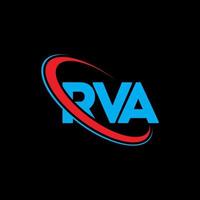 rva-logo. rva brief. rva brief logo ontwerp. initialen rva-logo gekoppeld aan cirkel en monogram-logo in hoofdletters. rva typografie voor technologie, zaken en onroerend goed merk. vector