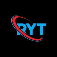 ryt-logo. ryt brief. ryt brief logo ontwerp. initialen ryt-logo gekoppeld aan cirkel en monogram-logo in hoofdletters. ryt typografie voor technologie, zaken en onroerend goed merk. vector