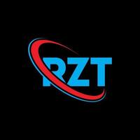 rzt-logo. rzt brief. rzt brief logo ontwerp. initialen rzt-logo gekoppeld aan cirkel en monogram-logo in hoofdletters. rzt typografie voor technologie, zaken en onroerend goed merk. vector