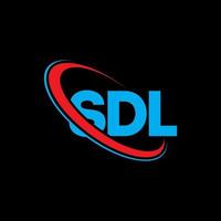 sdl-logo. sdl brief. sdl brief logo ontwerp. initialen sdl-logo gekoppeld aan cirkel en monogram-logo in hoofdletters. sdl-typografie voor technologie, zaken en onroerend goed merk. vector