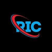 ric-logo. rische brief. ric brief logo ontwerp. initialen ric logo gekoppeld aan cirkel en hoofdletter monogram logo. ric typografie voor technologie, zaken en onroerend goed merk. vector