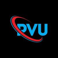 pvu-logo. pvu brief. pvu brief logo ontwerp. initialen pvu-logo gekoppeld aan cirkel en monogram-logo in hoofdletters. pvu-typografie voor technologie, zaken en onroerend goed merk. vector