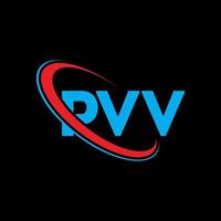 pvv-logo. pv brief. pvv brief logo ontwerp. initialen pvv-logo gekoppeld aan cirkel en monogram-logo in hoofdletters. pvv typografie voor technologie, zaken en onroerend goed merk. vector