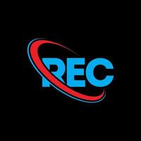 rec-logo. rec brief. rec brief logo ontwerp. initialen rec logo gekoppeld aan cirkel en hoofdletter monogram logo. rec typografie voor technologie, business en onroerend goed merk. vector