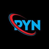 pyn-logo. pyn brief. pyn brief logo ontwerp. initialen pyn-logo gekoppeld aan cirkel en monogram-logo in hoofdletters. pyn typografie voor technologie, zaken en onroerend goed merk. vector