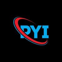 pyi-logo. pii brief. pyi brief logo ontwerp. initialen pyi-logo gekoppeld aan cirkel en monogram-logo in hoofdletters. pyi typografie voor technologie, zaken en onroerend goed merk. vector
