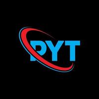 pyt-logo. pyt brief. pyt brief logo ontwerp. initialen pyt-logo gekoppeld aan cirkel en monogram-logo in hoofdletters. pyt-typografie voor technologie, zaken en onroerend goed merk. vector