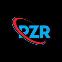 pzr-logo. pzr brief. pzr brief logo ontwerp. initialen pzr-logo gekoppeld aan cirkel en monogram-logo in hoofdletters. pzr typografie voor technologie, zaken en onroerend goed merk. vector