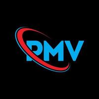 pmv-logo. pmv brief. pmv brief logo ontwerp. initialen pmv-logo gekoppeld aan cirkel en monogram-logo in hoofdletters. pmv typografie voor technologie, zaken en onroerend goed merk. vector