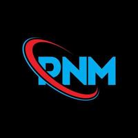 pnm-logo. pnm brief. pnm brief logo ontwerp. initialen pnm-logo gekoppeld aan cirkel en monogram-logo in hoofdletters. pnm-typografie voor technologie, zaken en onroerend goed merk. vector