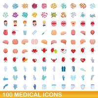 100 medische iconen set, cartoon stijl vector