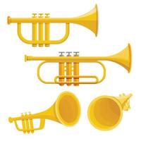 trompet pictogrammenset, cartoon stijl vector