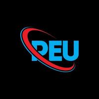 peu-logo. peu brief. peu brief logo ontwerp. initialen peu logo gekoppeld aan cirkel en hoofdletter monogram logo. peu typografie voor technologie, zaken en onroerend goed merk. vector