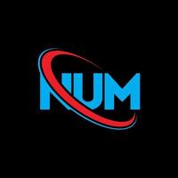 num-logo. nummer brief. num brief logo ontwerp. initialen num logo gekoppeld aan cirkel en monogram logo in hoofdletters. num typografie voor technologie, zaken en onroerend goed merk. vector