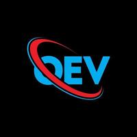 oev-logo. ov brief. oev brief logo ontwerp. initialen oev-logo gekoppeld aan cirkel en monogram-logo in hoofdletters. oev typografie voor technologie, zaken en onroerend goed merk. vector