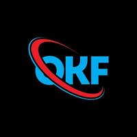 okf-logo. oke brief. okf brief logo ontwerp. initialen okf logo gekoppeld aan cirkel en hoofdletter monogram logo. okf typografie voor technologie, business en onroerend goed merk. vector