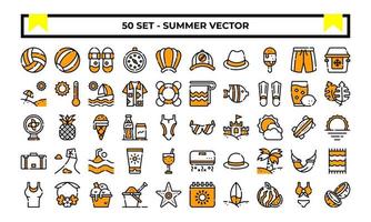 zomer icon set of logo illustratie vectorafbeelding met strand, zon, bal, zonnebril, enz. perfect gebruik voor ui, website, patroon, ontwerp, enz. vector